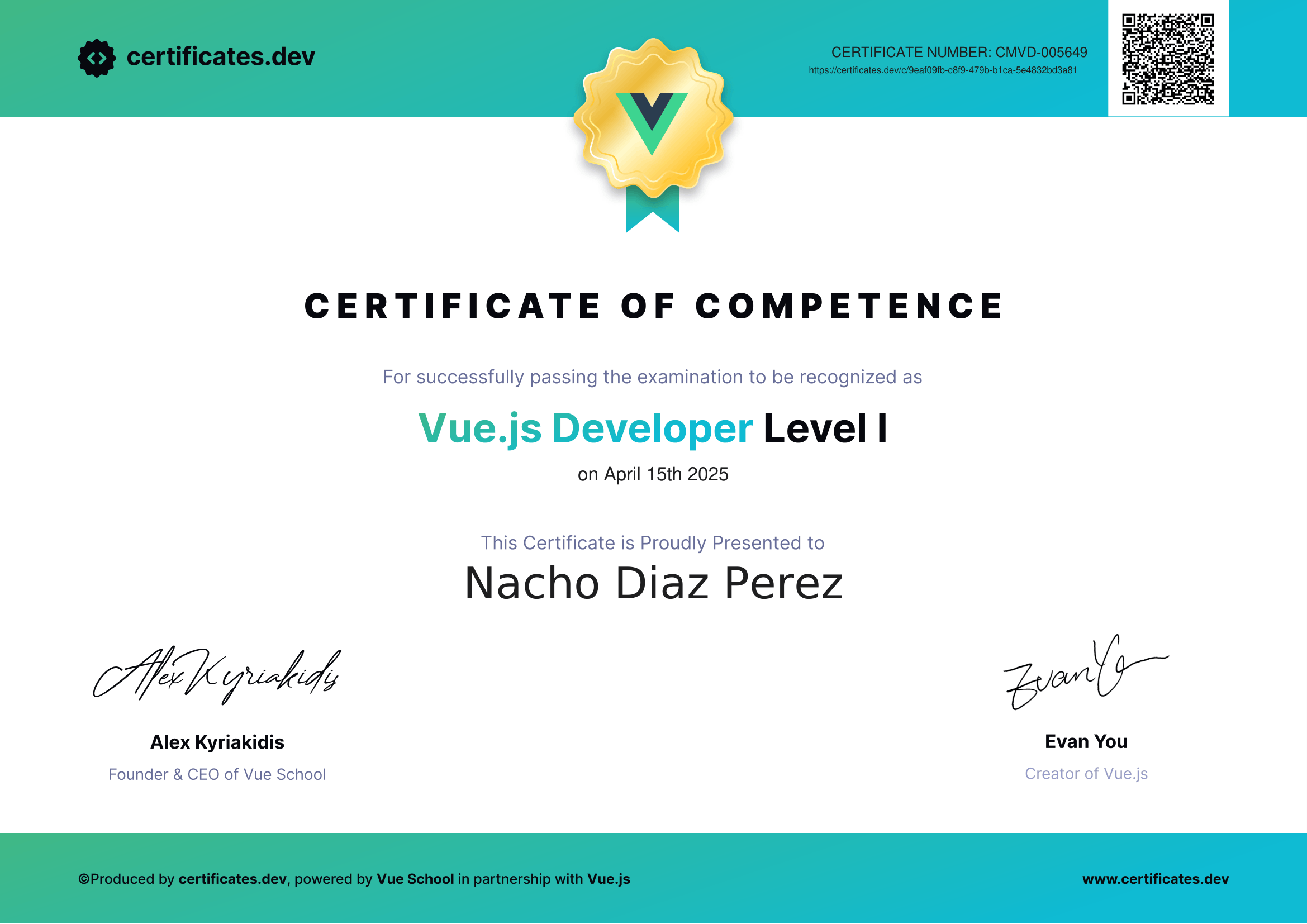 Mid-Level Vue.js Developer Certificate